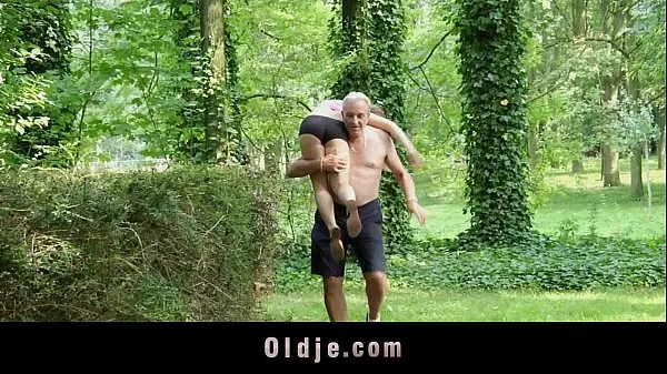 Hot Nagging little bitch gets old cock punishment in the woods fine Clips