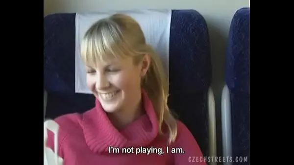 Menő Czech streets Blonde girl in train finom klipek