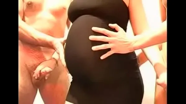 Menő Pregnant in black dress gangbang finom klipek