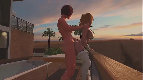 Sıcak Redhead Shemale fucks Blonde Tranny - Anal Sex, 3D Futanari Cartoon Porno On the Sunset güzel Klipler
