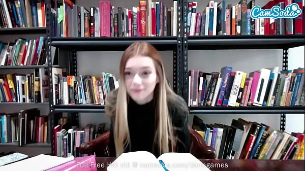 Hot Redhead Plays With Her Pussy On Cam In Library fine Clips