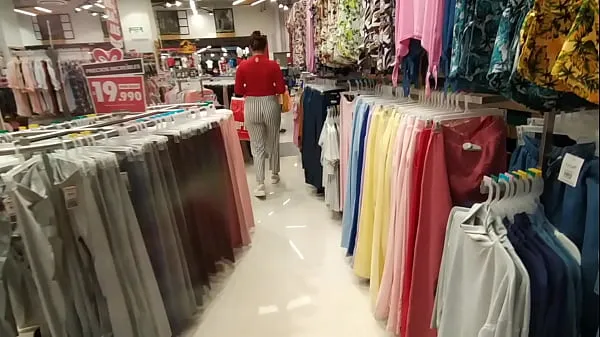 Hot I chase an unknown woman in the clothing store and show her my cock in the fitting rooms fine Clips