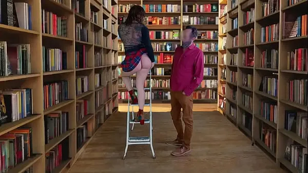 Hot Blowjob to the teacher in the library fine Clips