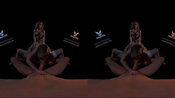 Hot VReal 18K Spitroast FFFM orgy groupsex with orgasm and stocking, reverse gangbang, 3D CGI render fine klipp