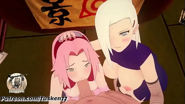 Hotte NARUTO 3D HENTAI: Kunoichi Sluts Ino & Sakura thanking their hero Naruto fine klip